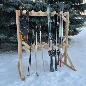 Cedar Log Ski Storage Rack Lounge Chair