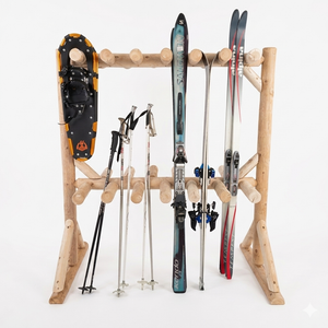 Cedar Log Ski Storage Rack Lounge Chair