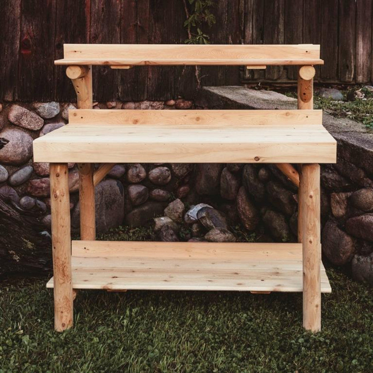 Cedar Log Style Rustic Potting Table Potting Bench
