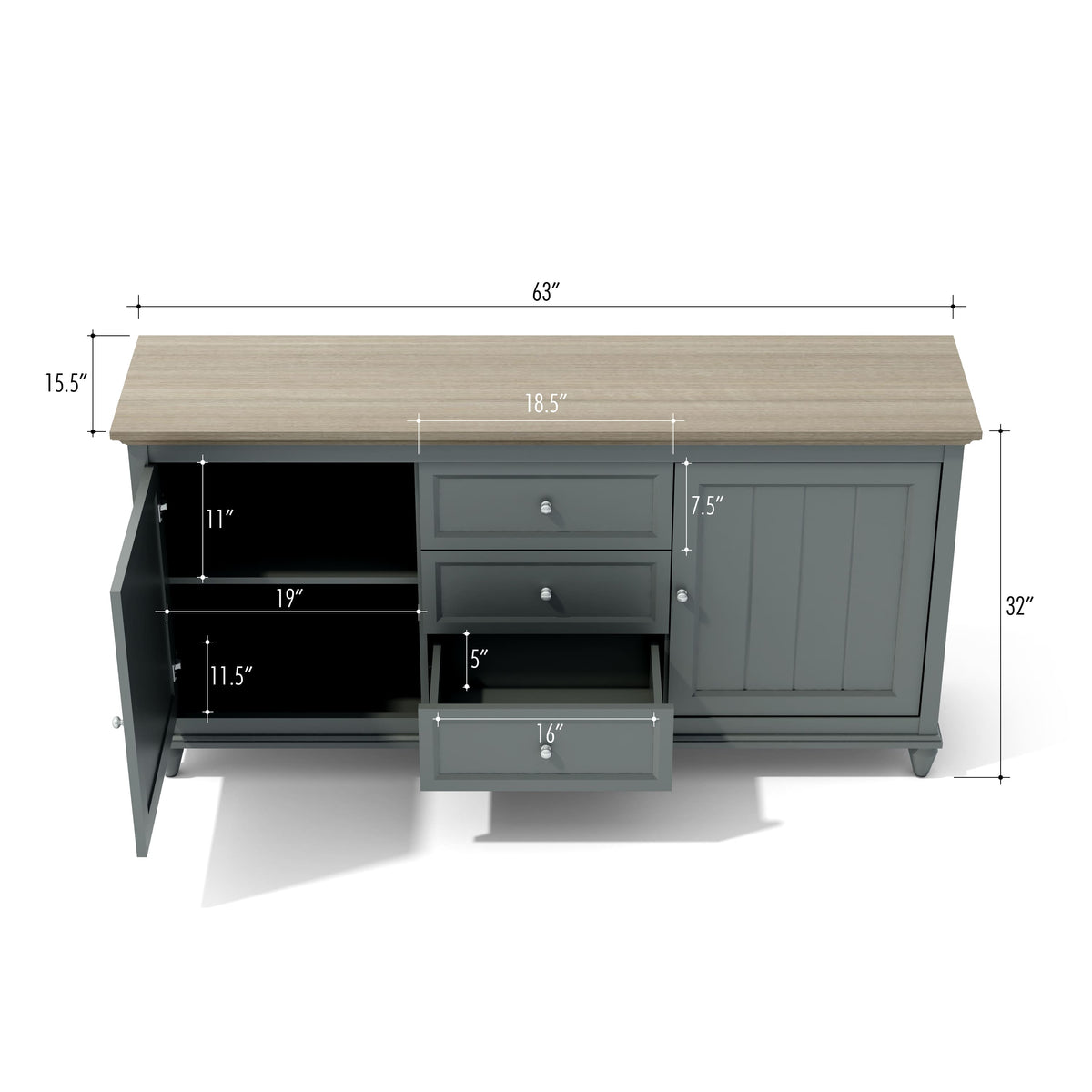 Chenon Sideboard - Grey &amp; Brown Susan