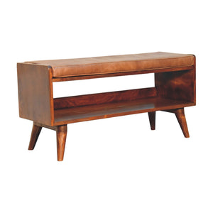 Chestnut Bench with Brown Leather Seatpad Bench