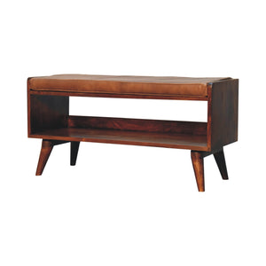 Chestnut Bench with Brown Leather Seatpad Bench