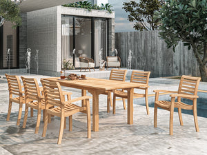 Clarisse Rectangular Teak Outdoor Dining Table with Built-In Extension and Umbrella Hole Dining Table