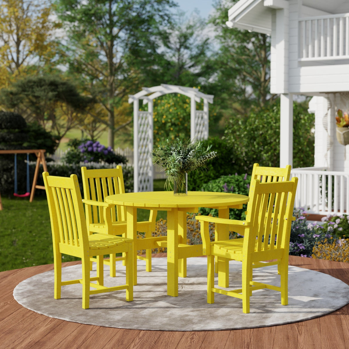 Classic 5-Piece 46" Round Dining Set with Dining Chairs Dining Set