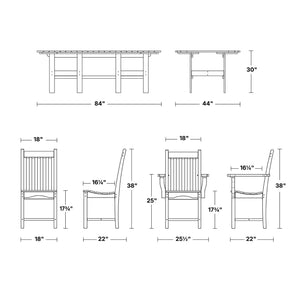 Classic 7-Piece 44"x84" Dining Set Dining Set