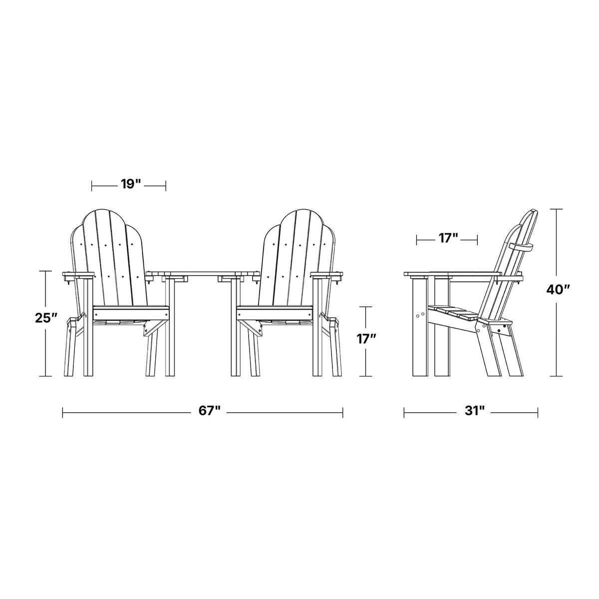 Classic Deck Chair Tete-a-Tete Bench Garden Bench