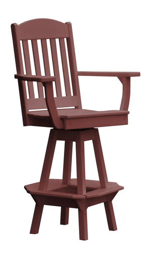 Classic Swivel Counter Chair with Arms Outdoor Table Cherrywood