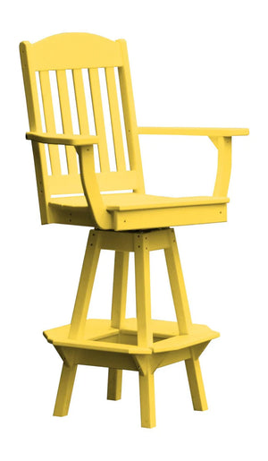 Classic Swivel Counter Chair with Arms Outdoor Table Lemon Yellow