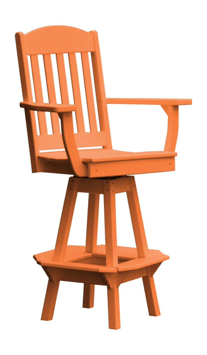 Classic Swivel Counter Chair with Arms Outdoor Table Orange