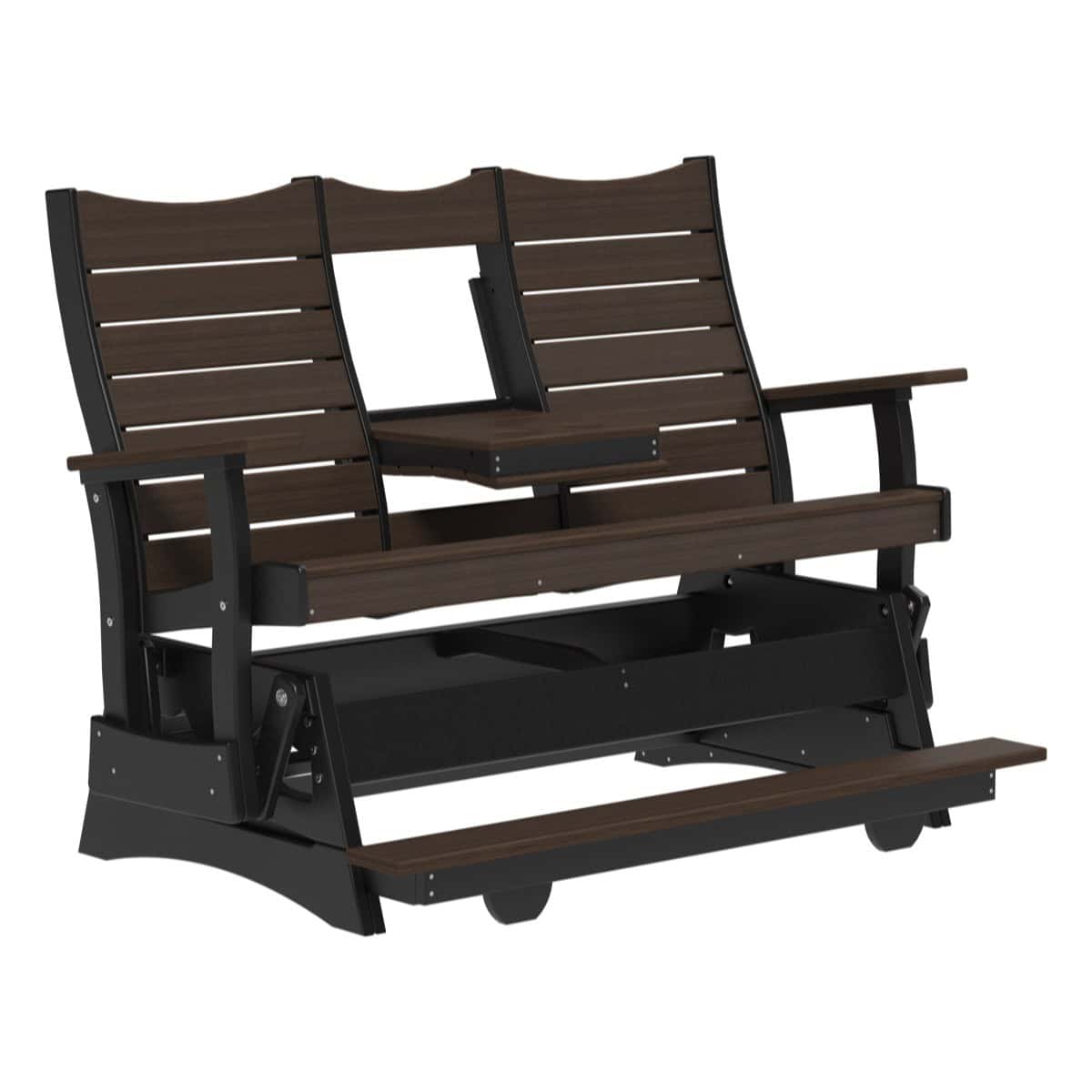 Contour Balcony Glider Porch Swing 5ft / Brazilian Walnut & Black