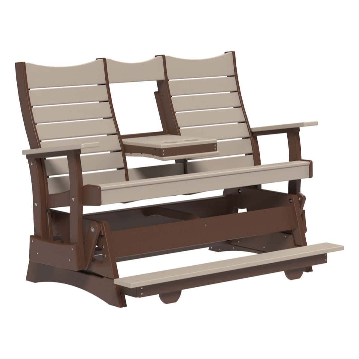 Contour Balcony Glider Porch Swing 5ft / Weatherwood & Chestnut Brown