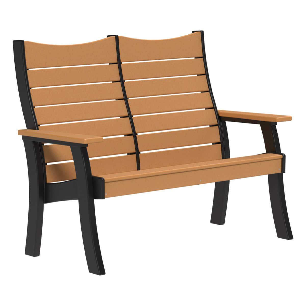 Contour Bench (2' and 4') Porch Swing 4ft / Cedar &amp; Black