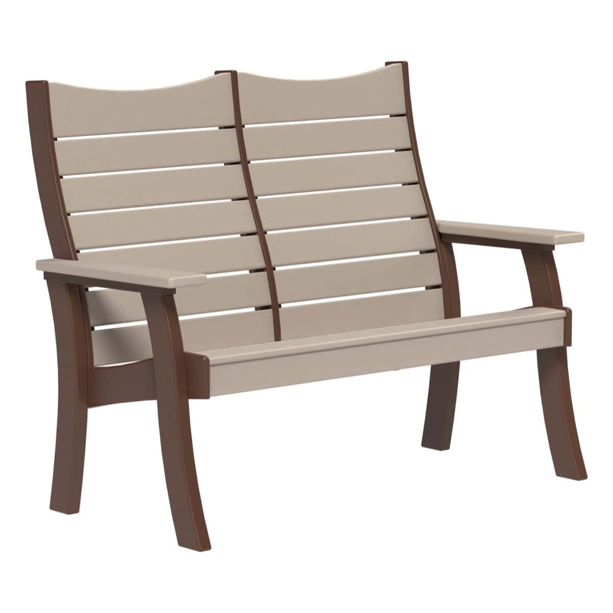 Contour Bench (2' and 4') Porch Swing 4ft / Weatherwood &amp; Chestnut Brown