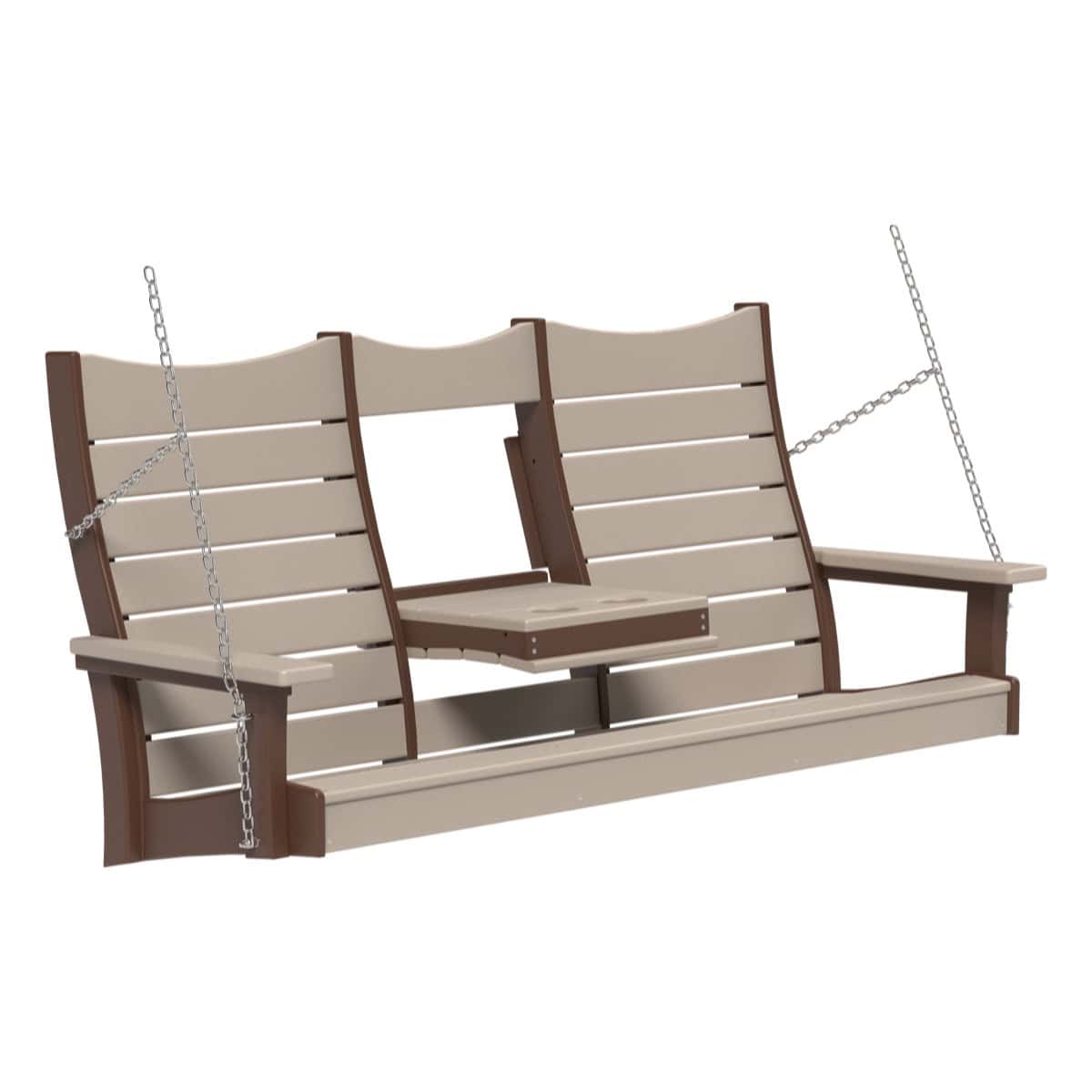 Contour Swing Porch Swing 5ft / Weatherwood &amp; Chestnut Brown