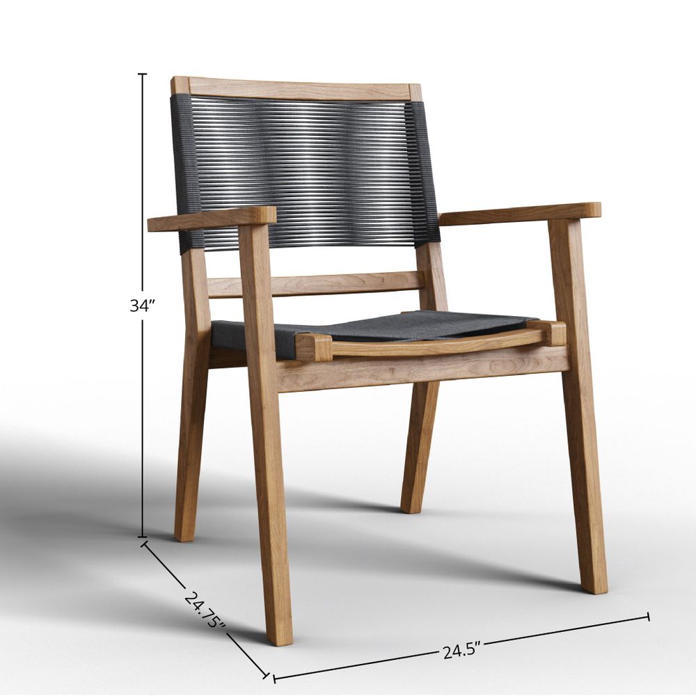 Damien Teak Outdoor Dining Stacking Armchair (Set of 2) Outdoor Chair