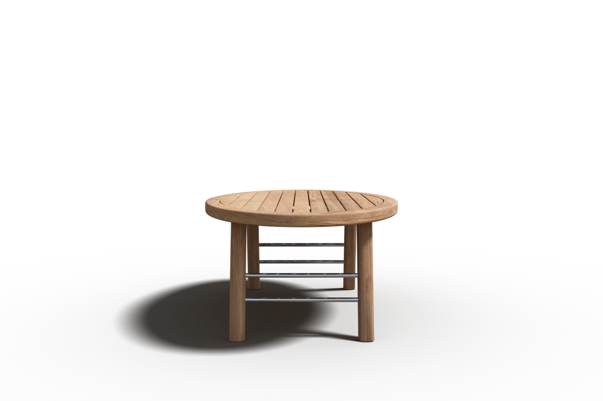 Daniele 4-Piece Teak Outdoor Patio Deep Seating Set with Sunbrella Fawn Cushion Outdoor Seating