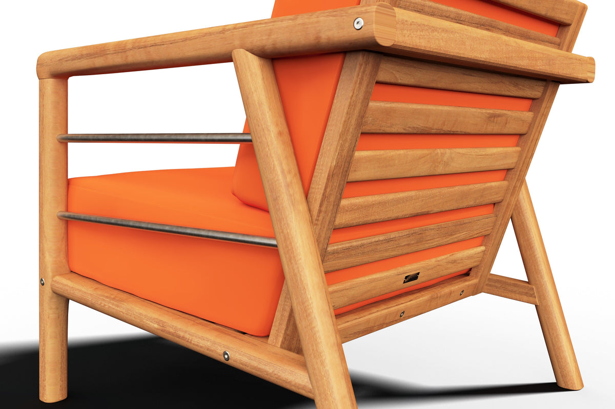 Daniele 4-Piece Teak Outdoor Patio Deep Seating Set with Sunbrella Melon Cushion Outdoor Seating