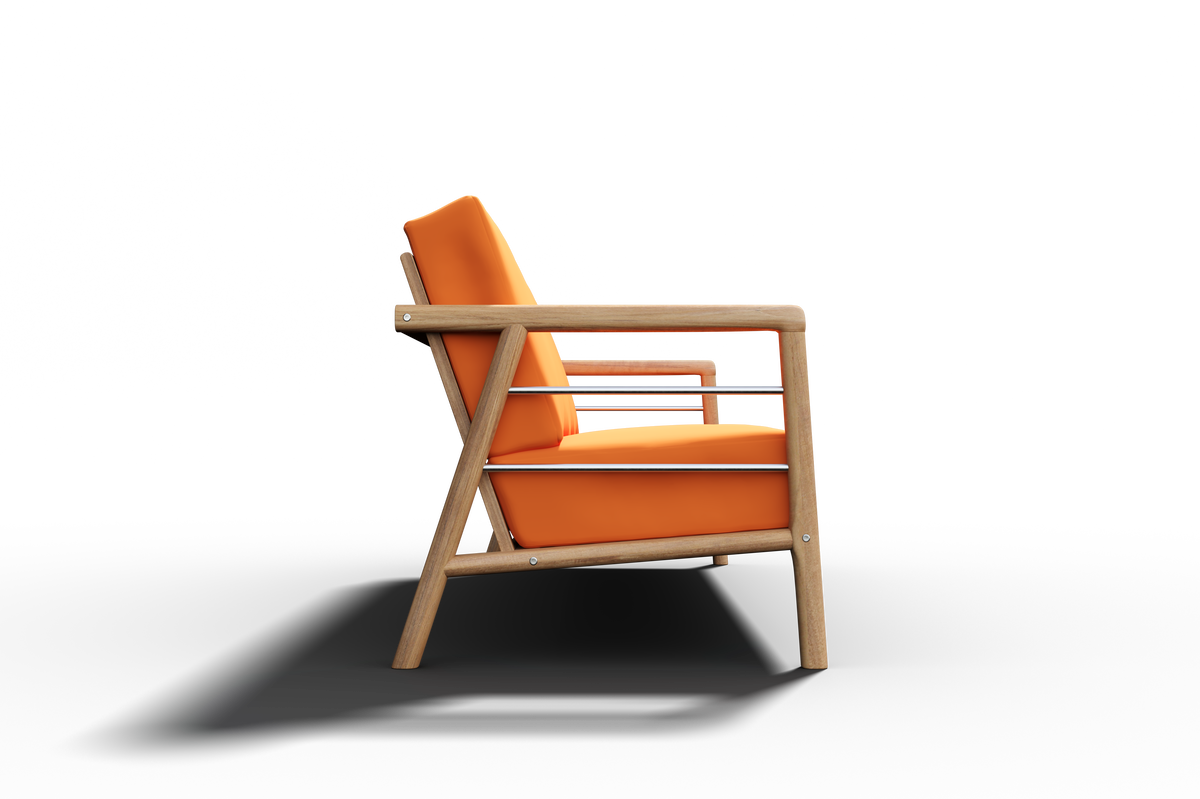 Daniele 4-Piece Teak Outdoor Patio Deep Seating Set with Sunbrella Melon Cushion Outdoor Seating