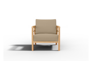 Daniele Teak Outdoor Club Chair with Sunbrella Fawn Cushion Outdoor Chair