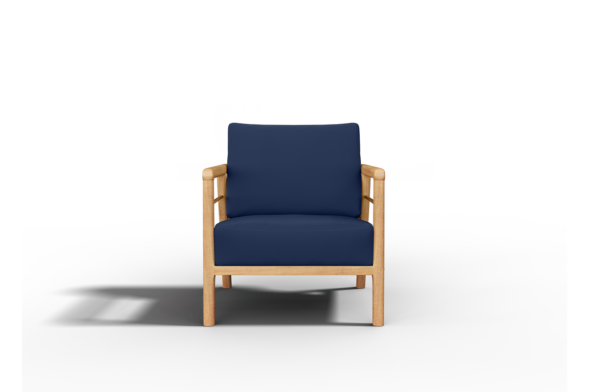 Daniele Teak Outdoor Club Chair with Sunbrella Navy Cushion Outdoor Chair