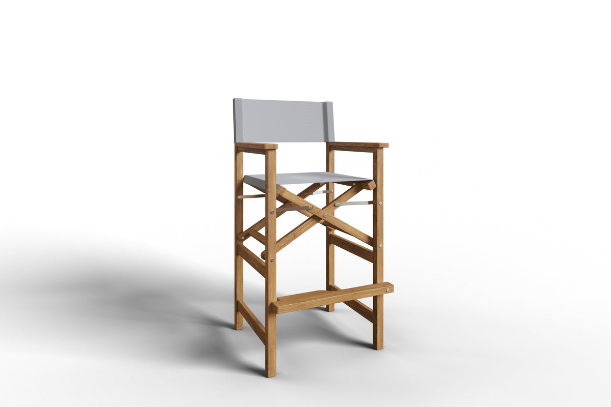 Directeur 3-Piece Square Teak Outdoor Bar Height Dining Set in White with Folding Armchairs Outdoor Dining Set