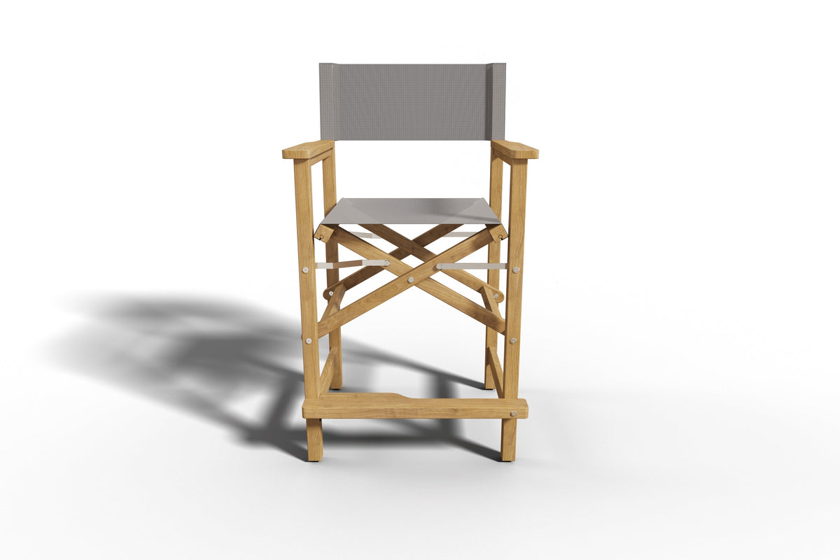 Directeur 5-Piece Rectangular Teak Outdoor Counter Height Dining Set in Taupe with Folding Armchairs Outdoor Dining Set
