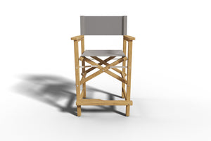 Directeur 5-Piece Rectangular Teak Outdoor Counter Height Dining Set in Taupe with Folding Armchairs Outdoor Dining Set