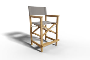 Directeur 5-Piece Rectangular Teak Outdoor Counter Height Dining Set in Taupe with Folding Armchairs Outdoor Dining Set
