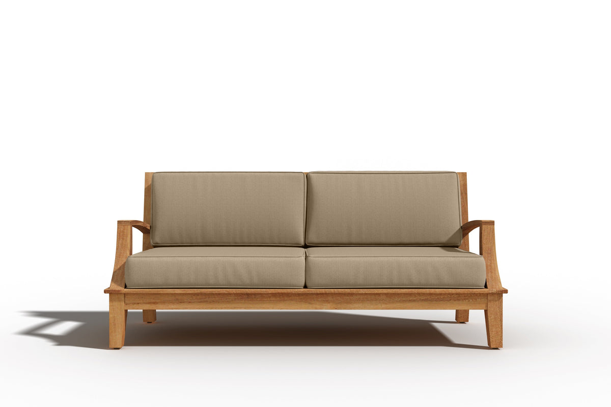 Eliane 4-Piece Teak Outdoor Patio Deep Seating Set with Sunbrella Fawn Cushions Outdoor deep seating