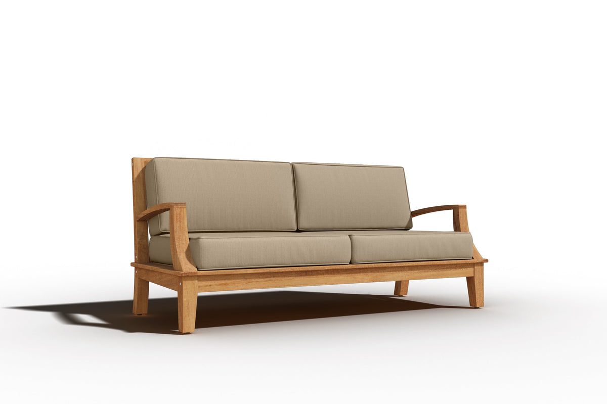 Eliane 4-Piece Teak Outdoor Patio Deep Seating Set with Sunbrella Fawn Cushions Outdoor deep seating
