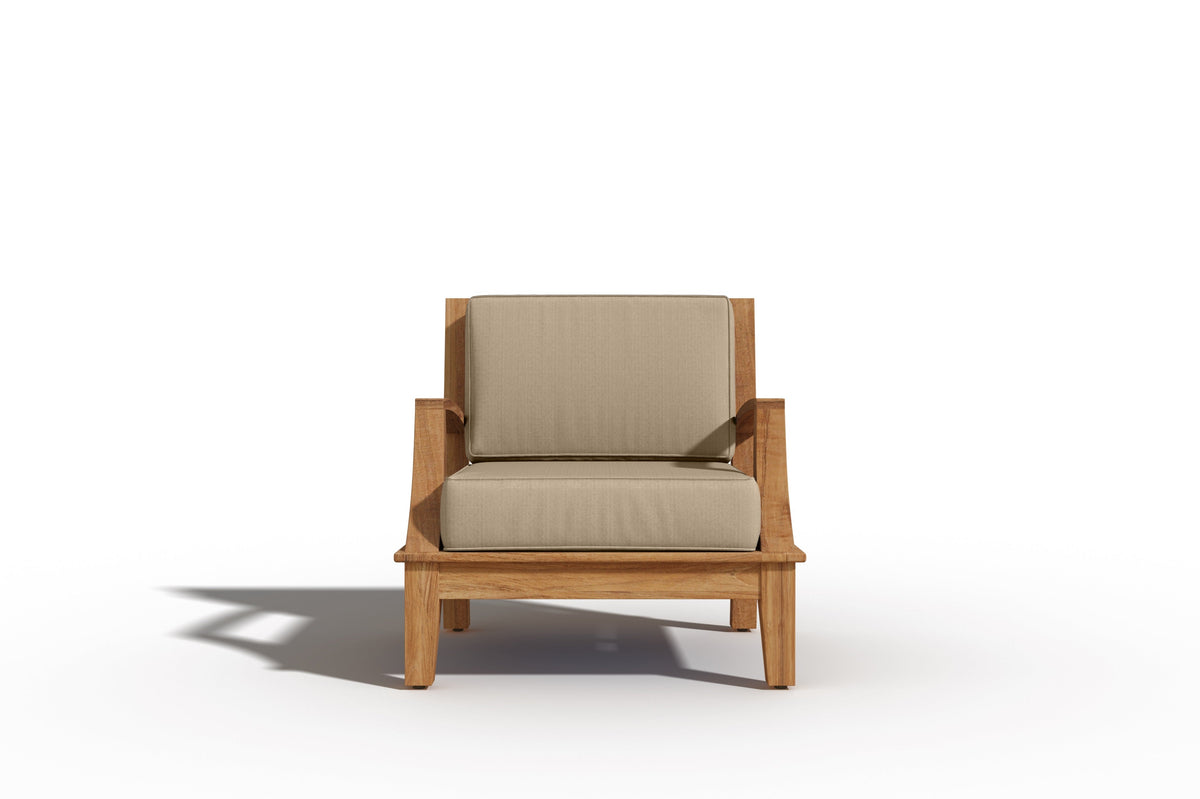 Eliane 4-Piece Teak Outdoor Patio Deep Seating Set with Sunbrella Fawn Cushions Outdoor deep seating