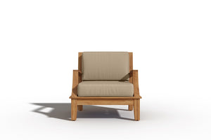 Eliane 4-Piece Teak Outdoor Patio Deep Seating Set with Sunbrella Fawn Cushions Outdoor deep seating