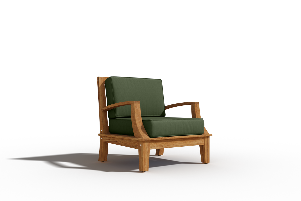 Eliane 4-Piece Teak Outdoor Patio Deep Seating Set with Sunbrella Fern Green Cushions Outdoor deep seating