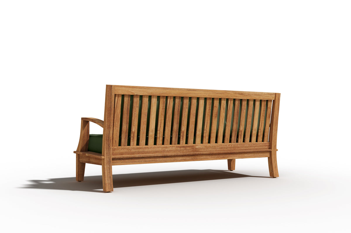 Eliane 4-Piece Teak Outdoor Patio Deep Seating Set with Sunbrella Fern Green Cushions Outdoor deep seating