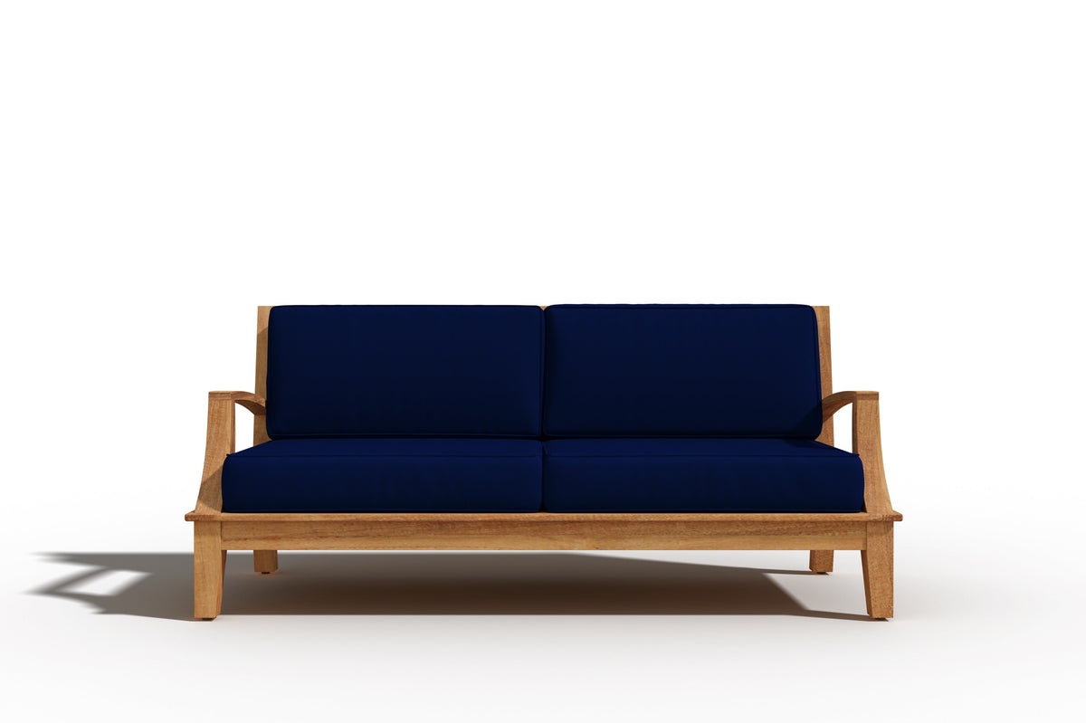 Eliane 4-Piece Teak Outdoor Patio Deep Seating Set with Sunbrella Navy Cushions Outdoor deep seating