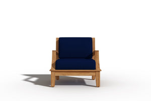 Eliane 4-Piece Teak Outdoor Patio Deep Seating Set with Sunbrella Navy Cushions Outdoor deep seating