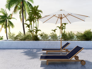 Elie Teak Outdoor Reclining Sun Lounger in Black with Rear Wheels Lounger