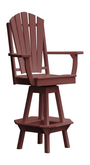 Fanback Swivel Counter Chair with Arms Outdoor Table Cherrywood