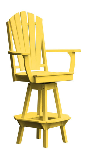 Fanback Swivel Counter Chair with Arms Outdoor Table Lemon Yellow