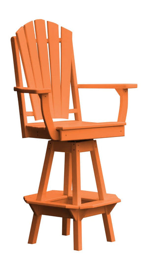 Fanback Swivel Counter Chair with Arms Outdoor Table Orange