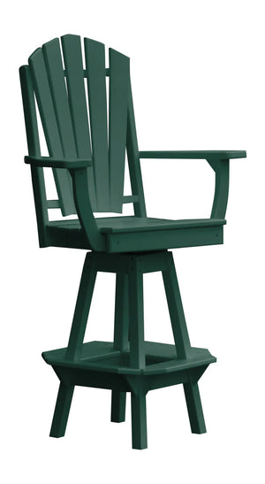 Fanback Swivel Counter Chair with Arms Outdoor Table Turf Green