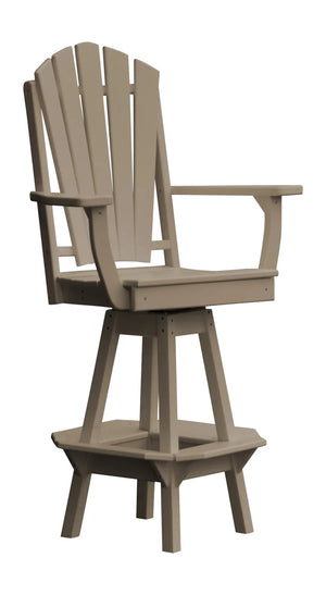 Fanback Swivel Counter Chair with Arms Outdoor Table Weathered Wood
