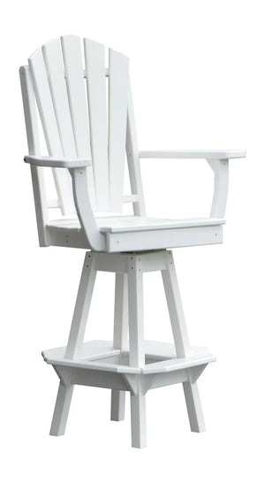 Fanback Swivel Counter Chair with Arms Outdoor Table White Paint
