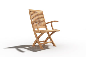 Florence 9-Piece Rectangular Teak Outdoor Dining Set with Extendable Table and Folding Chairs Outdoor Dining Set
