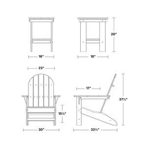 Freedom 3-Piece Traditional Adirondack Set with Side Table outdoor furniture