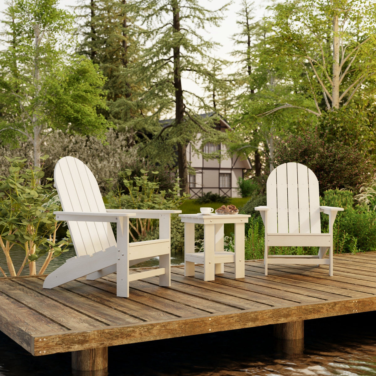 Freedom 3-Piece Traditional Adirondack Set with Side Table outdoor furniture