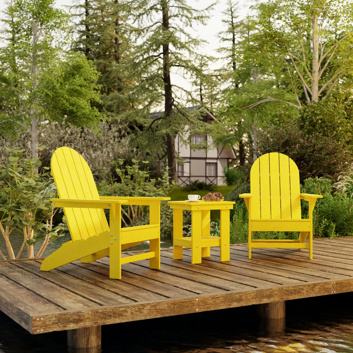 Freedom 3-Piece Traditional Adirondack Set with Side Table outdoor furniture