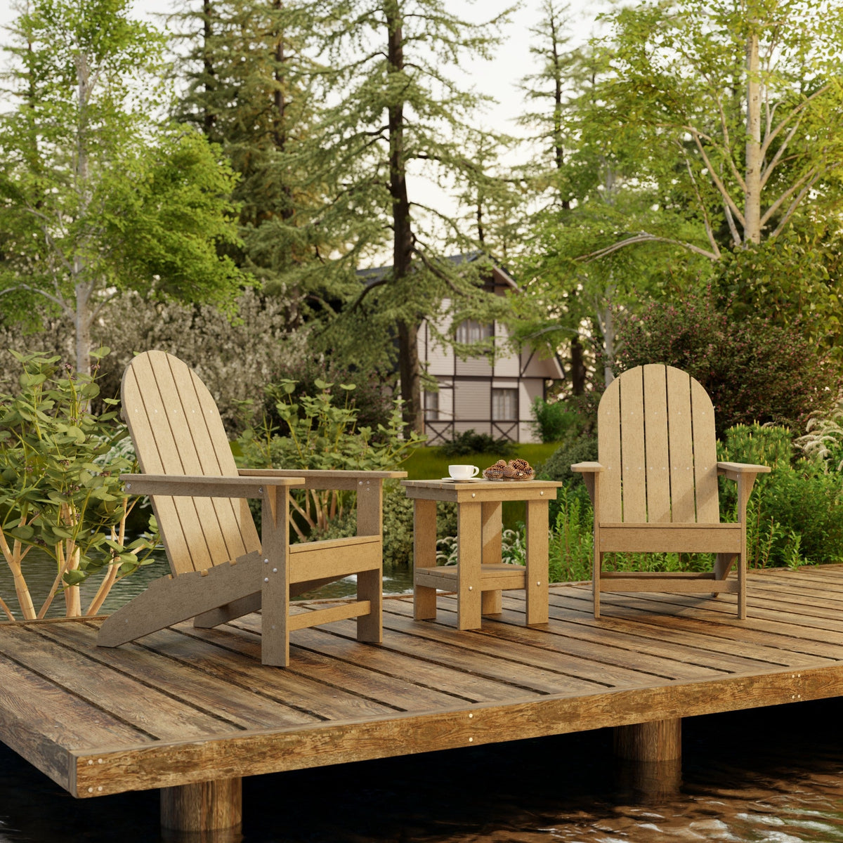 Freedom 3-Piece Traditional Adirondack Set with Side Table outdoor furniture