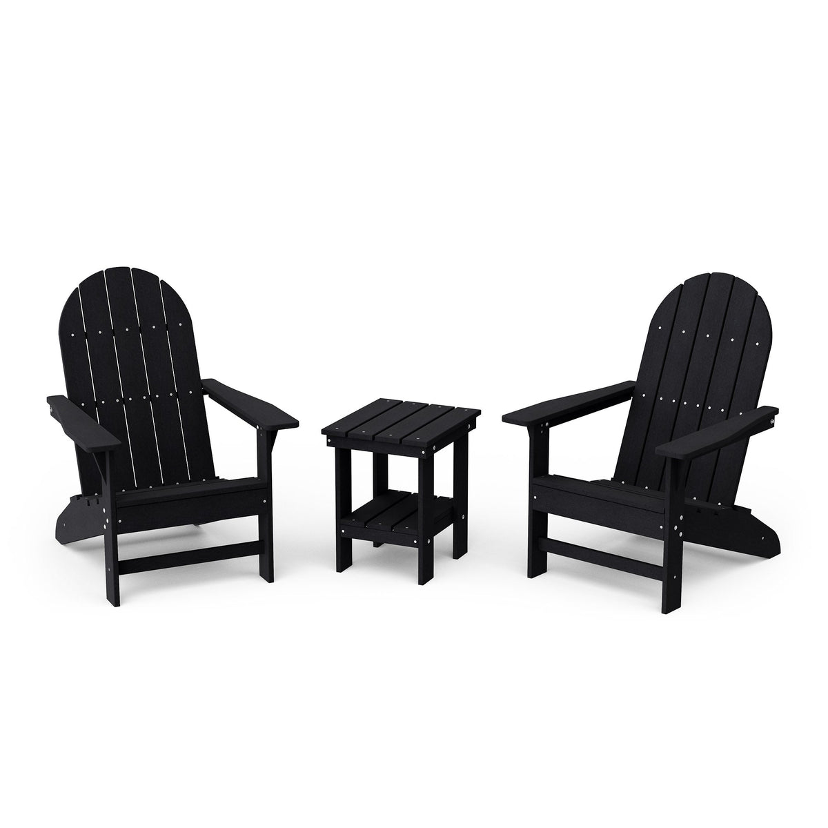 Freedom 3-Piece Traditional Adirondack Set with Side Table outdoor furniture Black