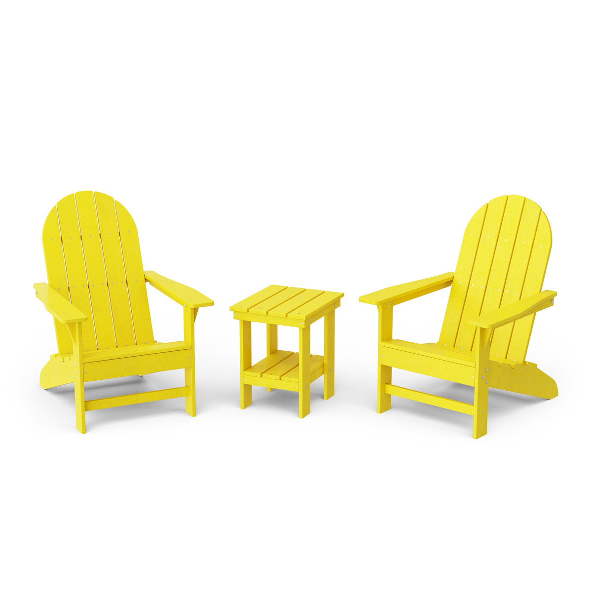 Freedom 3-Piece Traditional Adirondack Set with Side Table outdoor furniture Lemon Yellow